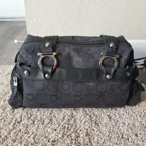 Vintage Ferragamo Gancini Bag with Leather Trim